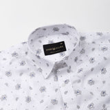 Zyro White Luxurious Linen Flower Printed Shirt - John Ellies