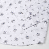Zyro White Luxurious Linen Flower Printed Shirt - John Ellies