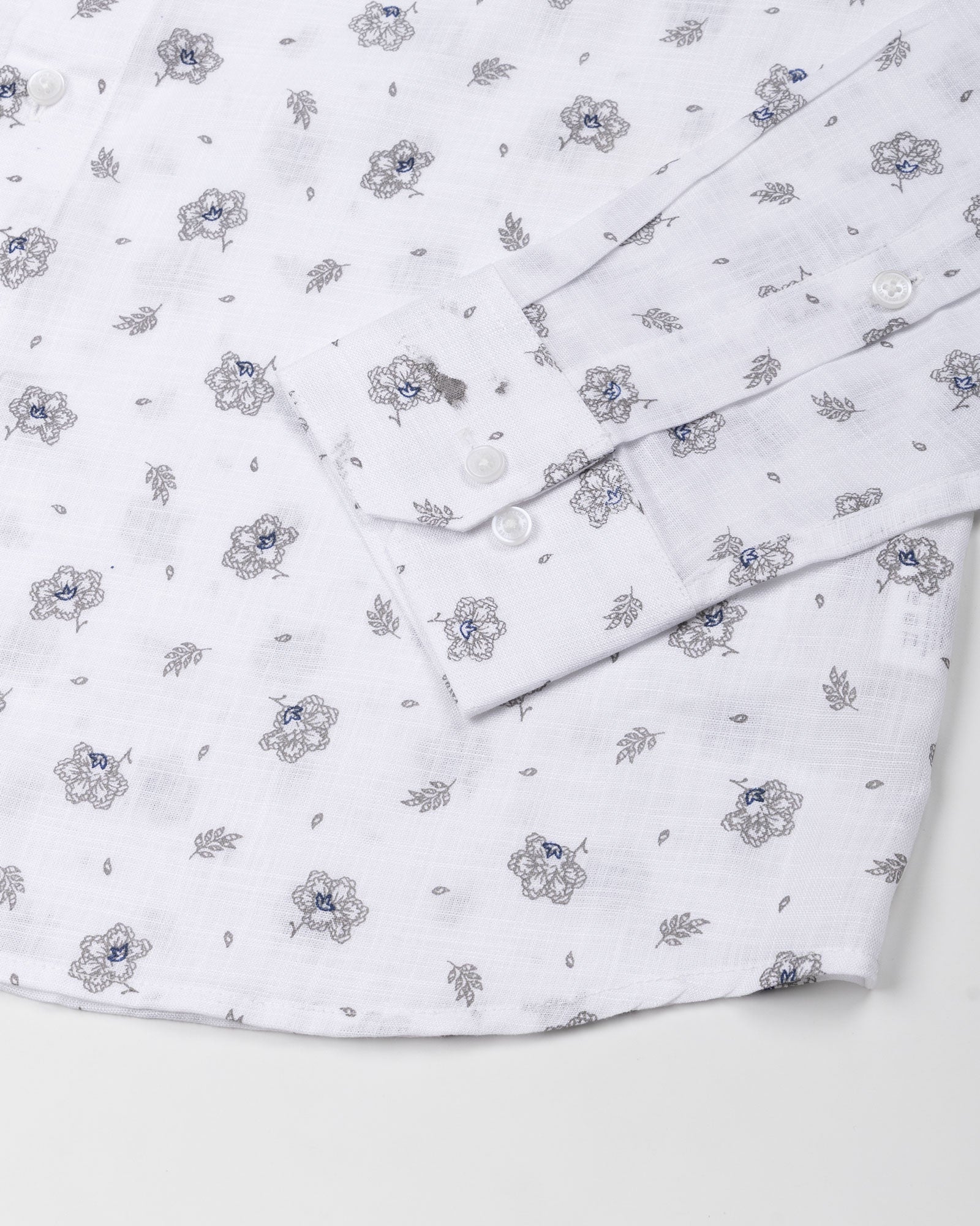 Zyro White Luxurious Linen Flower Printed Shirt - John Ellies