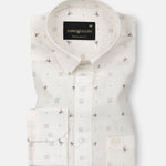 Zyro Cream Luxurious Linen Flower Printed Shirt - John Ellies