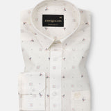 Zyro Cream Luxurious Linen Flower Printed Shirt - John Ellies