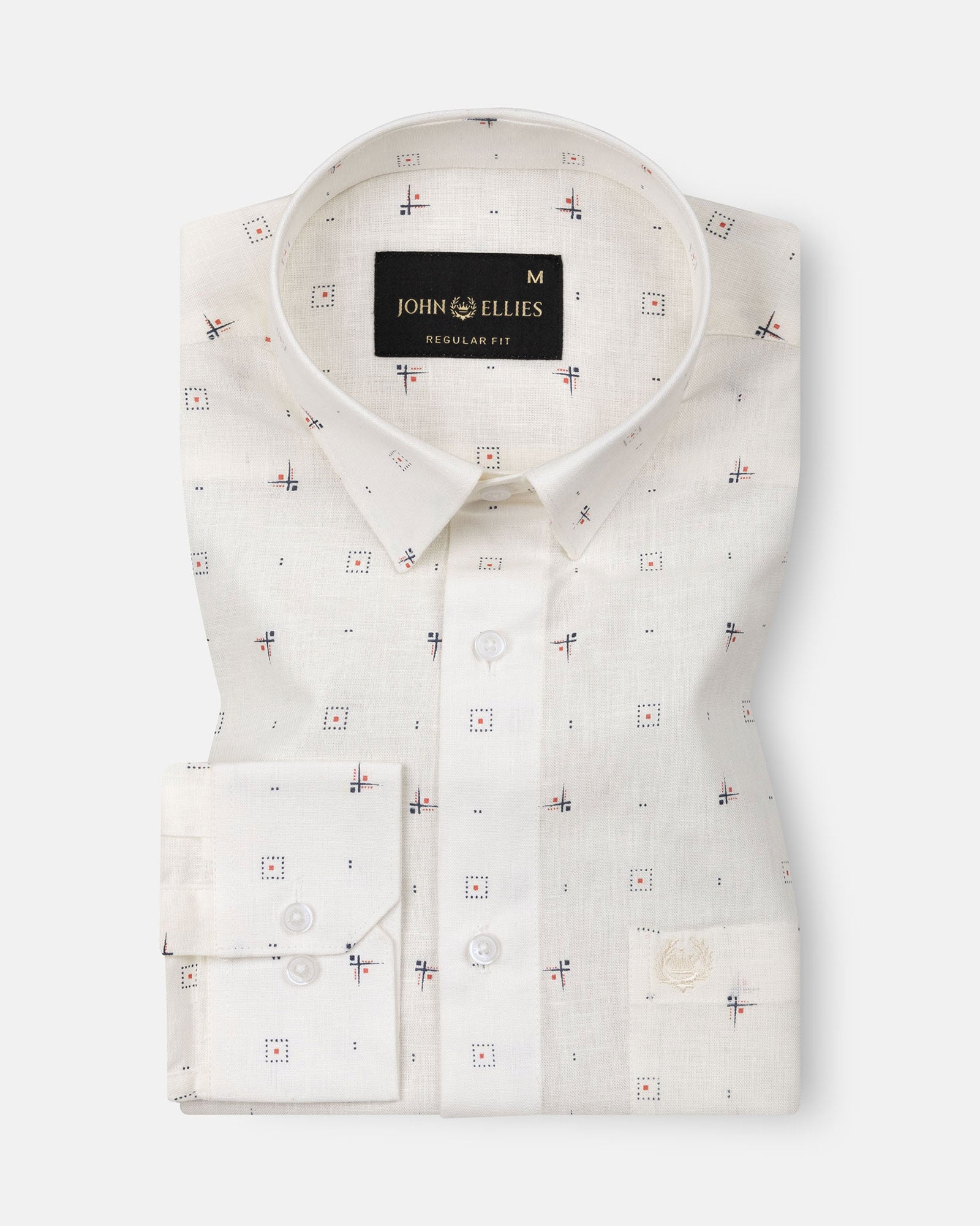 Zyro Cream Luxurious Linen Flower Printed Shirt - John Ellies