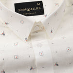 Zyro Cream Luxurious Linen Flower Printed Shirt - John Ellies