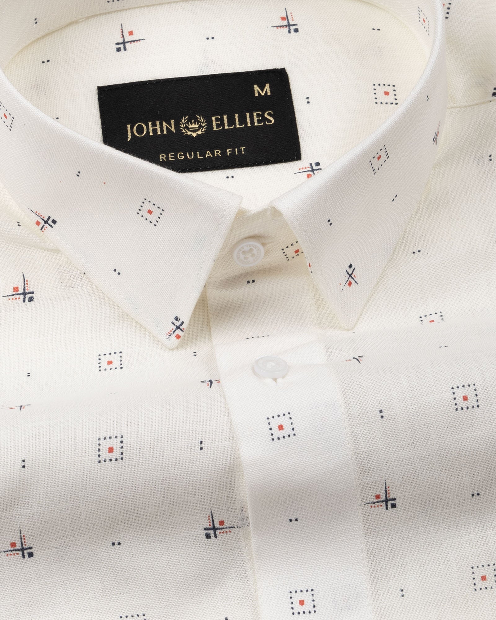 Zyro Cream Luxurious Linen Flower Printed Shirt - John Ellies