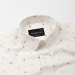 Zyro Cream Luxurious Linen Flower Printed Shirt - John Ellies