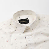 Zyro Cream Luxurious Linen Flower Printed Shirt - John Ellies