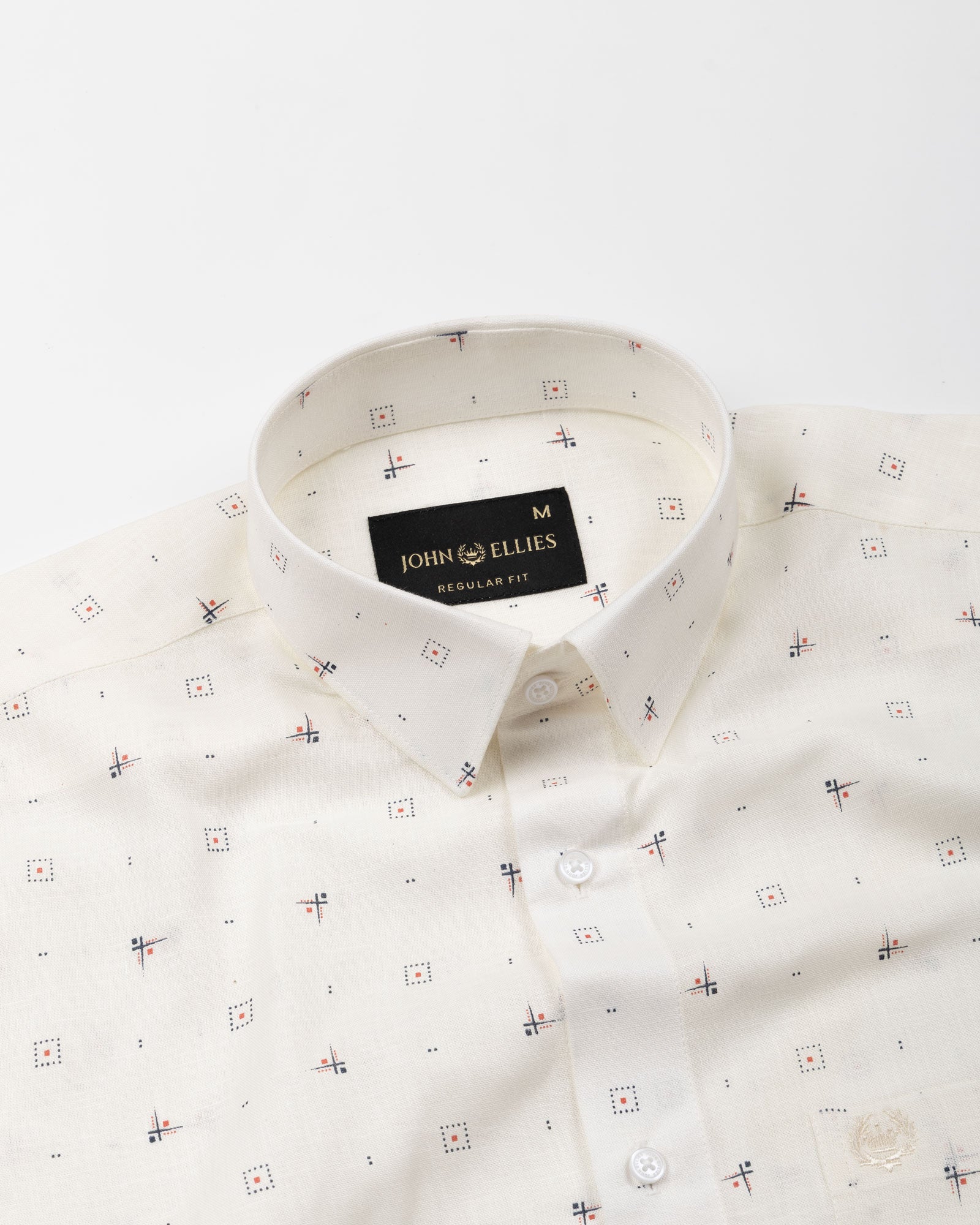 Zyro Cream Luxurious Linen Flower Printed Shirt - John Ellies