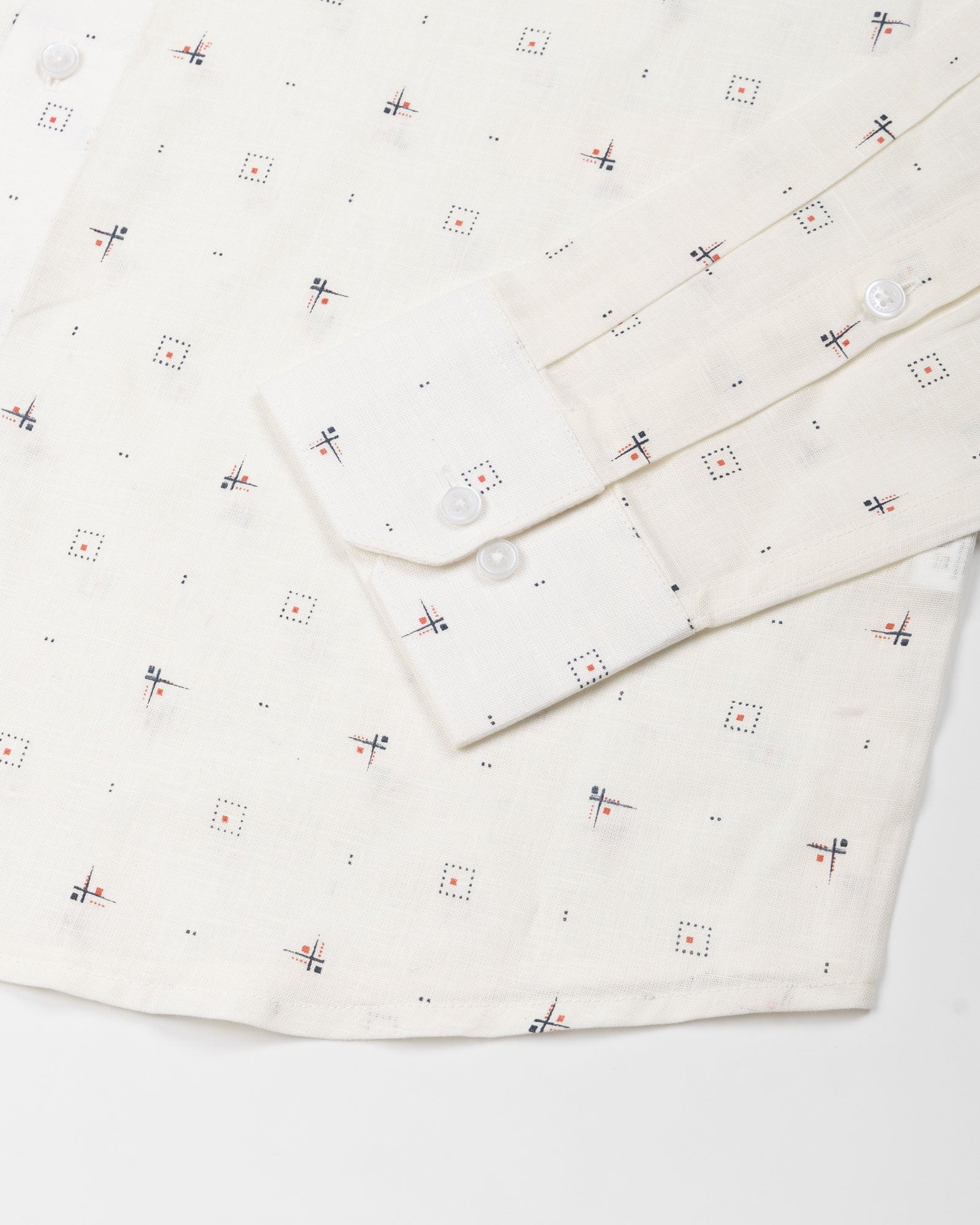 Zyro Cream Luxurious Linen Flower Printed Shirt - John Ellies