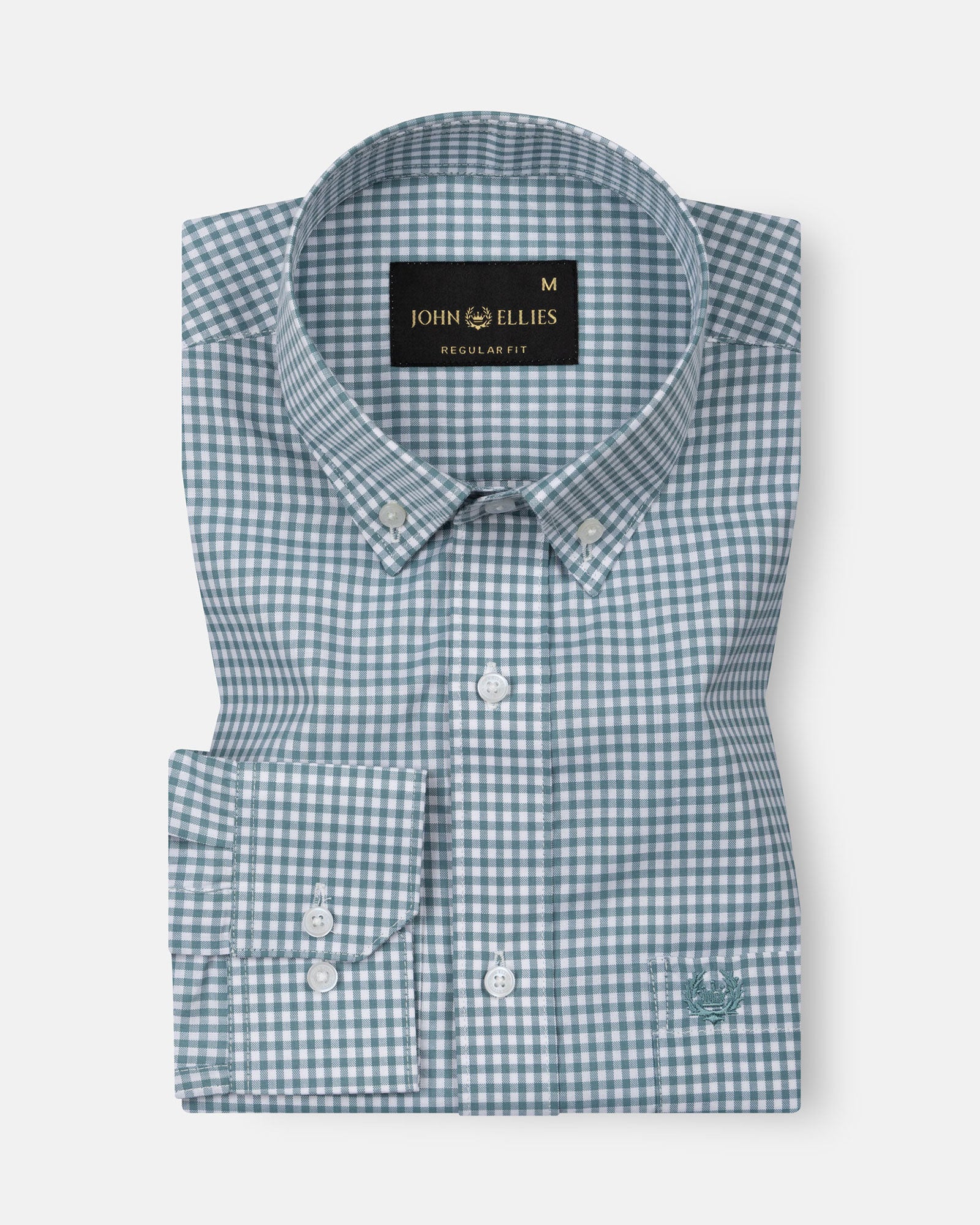 Lumea Teal Front Placket Cotton Shirt - John Ellies