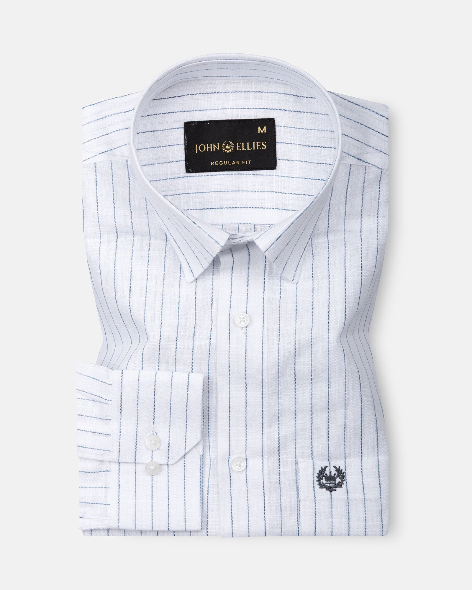 Lunar Teal Stripe Luxurious Linen Shirt - John Ellies