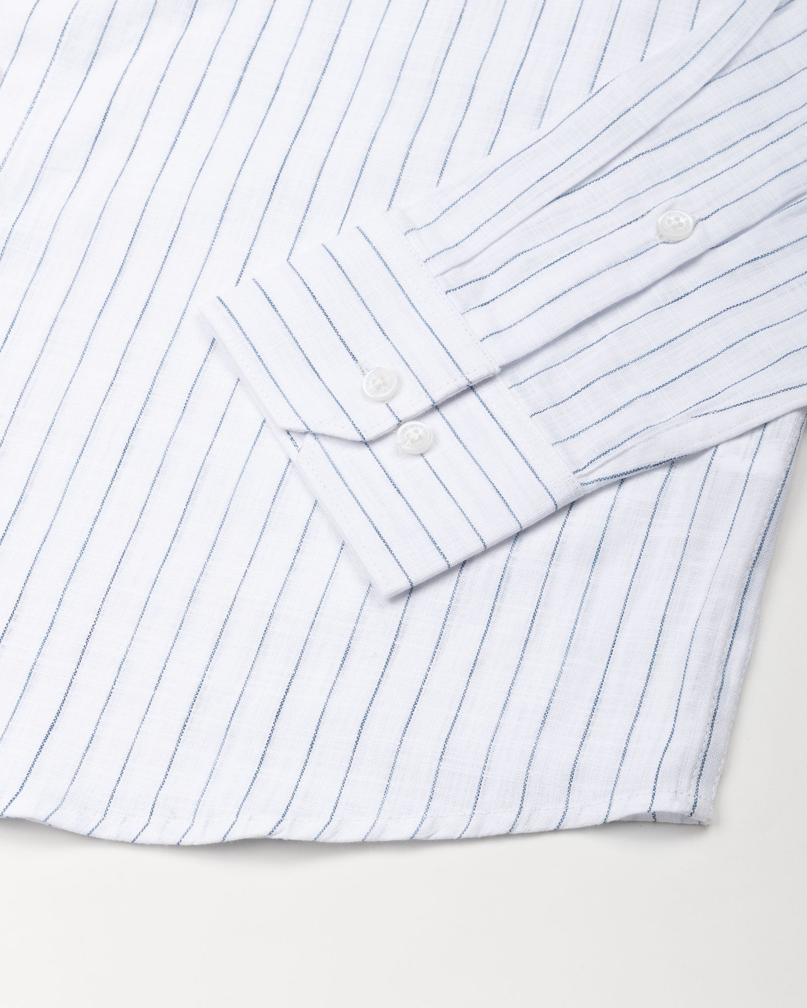 Lunar Teal Stripe Luxurious Linen Shirt - John Ellies