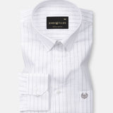 Lunar Grey Stripe Luxurious Linen Shirt - John Ellies