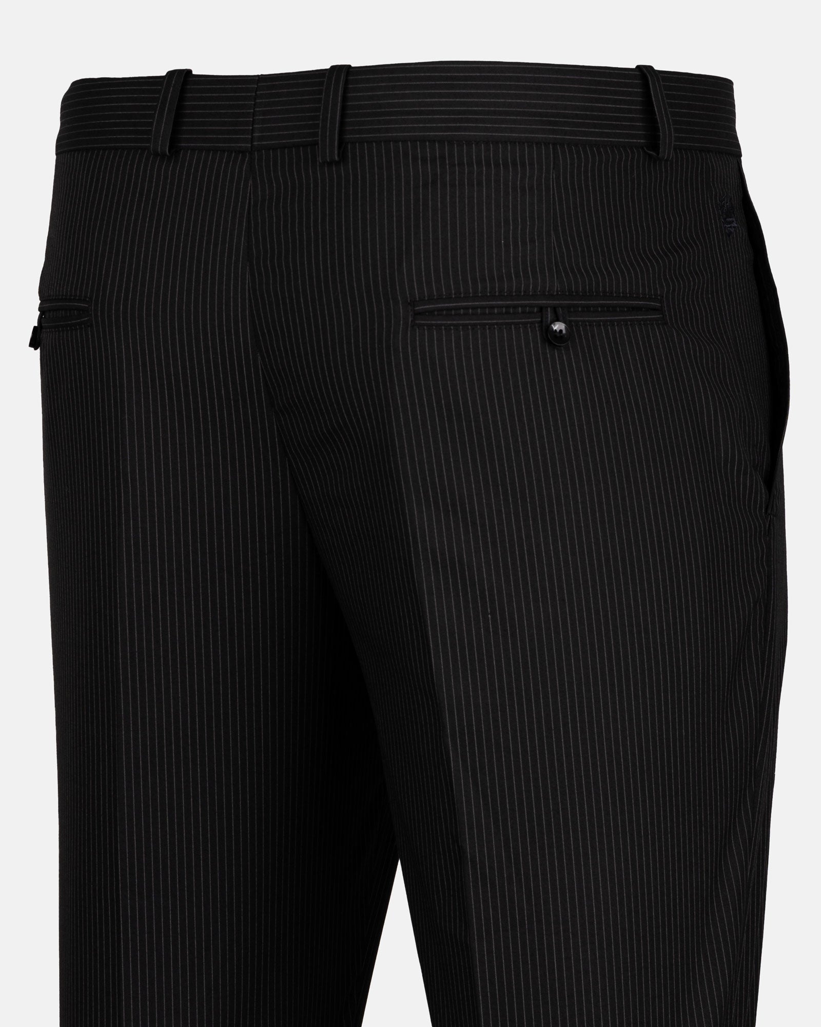 Palermo Black Stripe Formal Cotton Pant - John Ellies