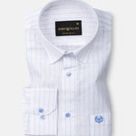 Lunar Blue Stripe Luxurious Linen Shirt - John Ellies