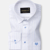 Lunar Blue Stripe Luxurious Linen Shirt - John Ellies