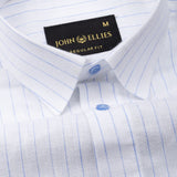 Lunar Blue Stripe Luxurious Linen Shirt - John Ellies