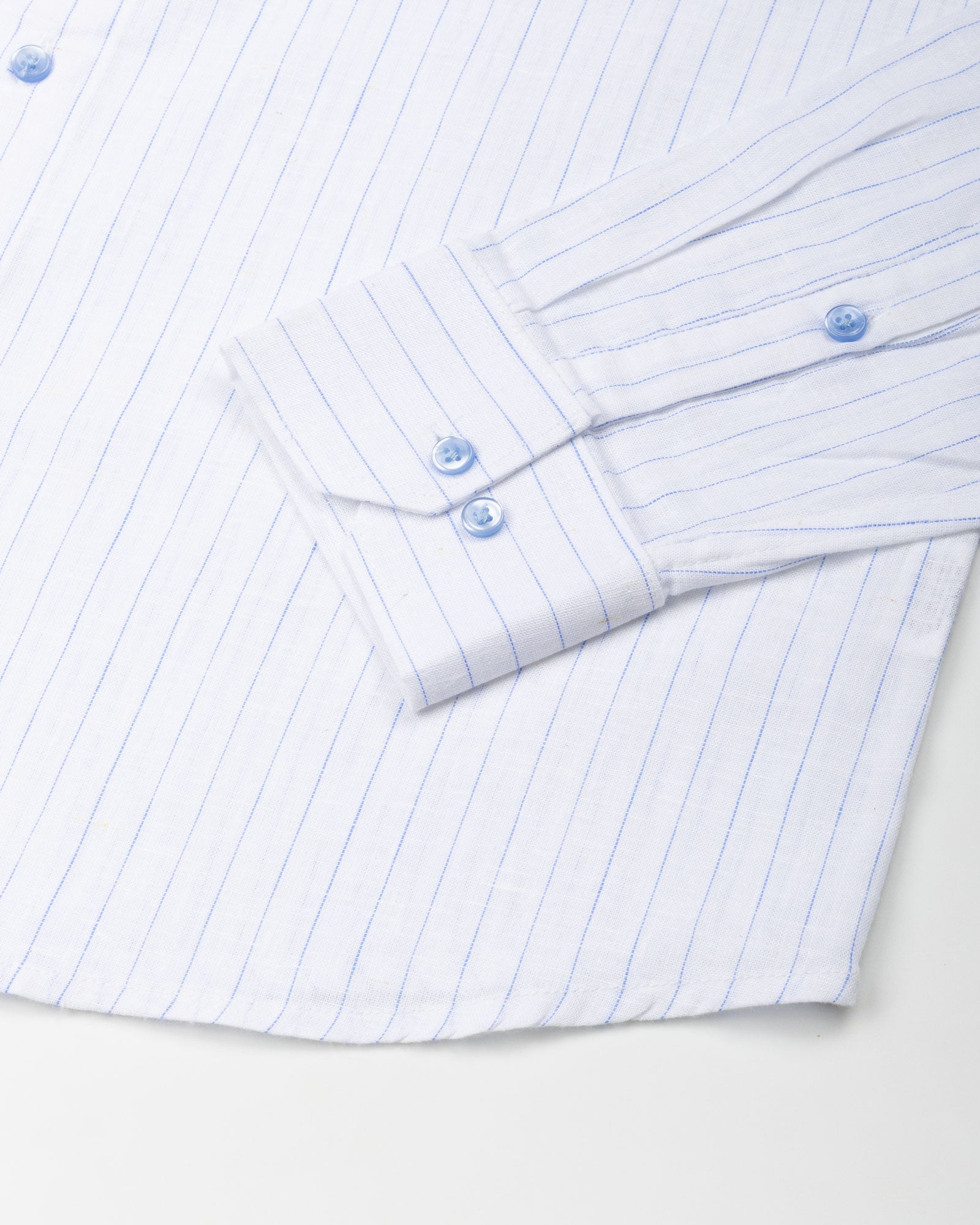 Lunar Blue Stripe Luxurious Linen Shirt - John Ellies