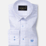 Lunar Blue Check Luxurious Linen Shirt - John Ellies