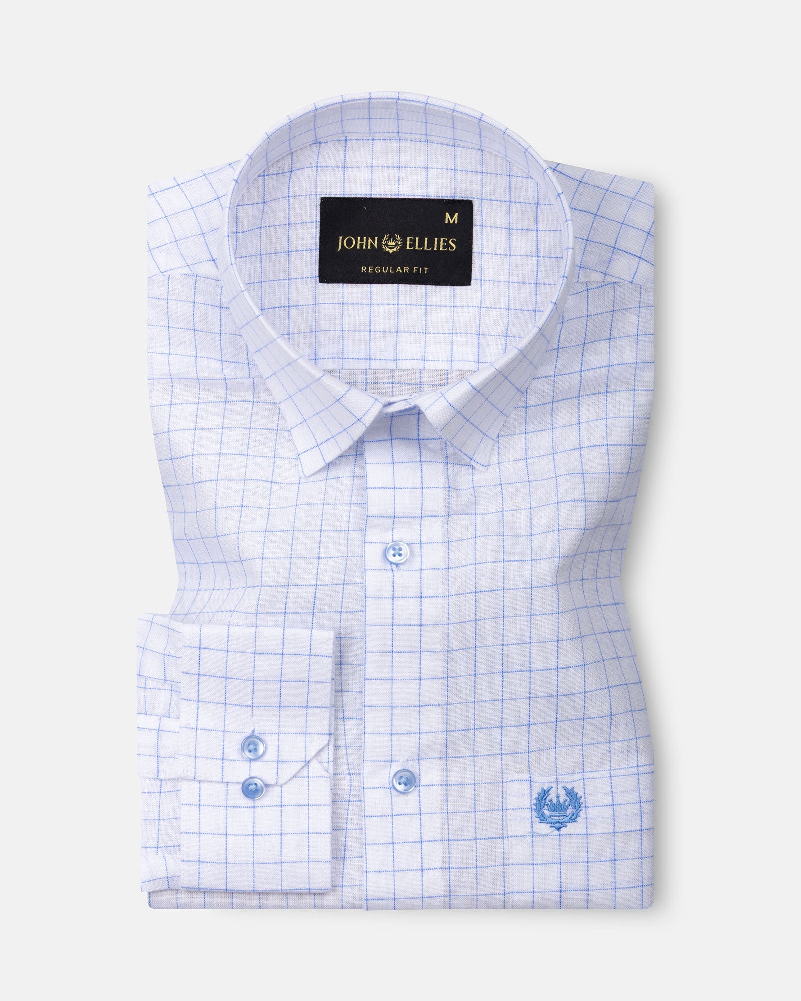 Lunar Blue Check Luxurious Linen Shirt - John Ellies