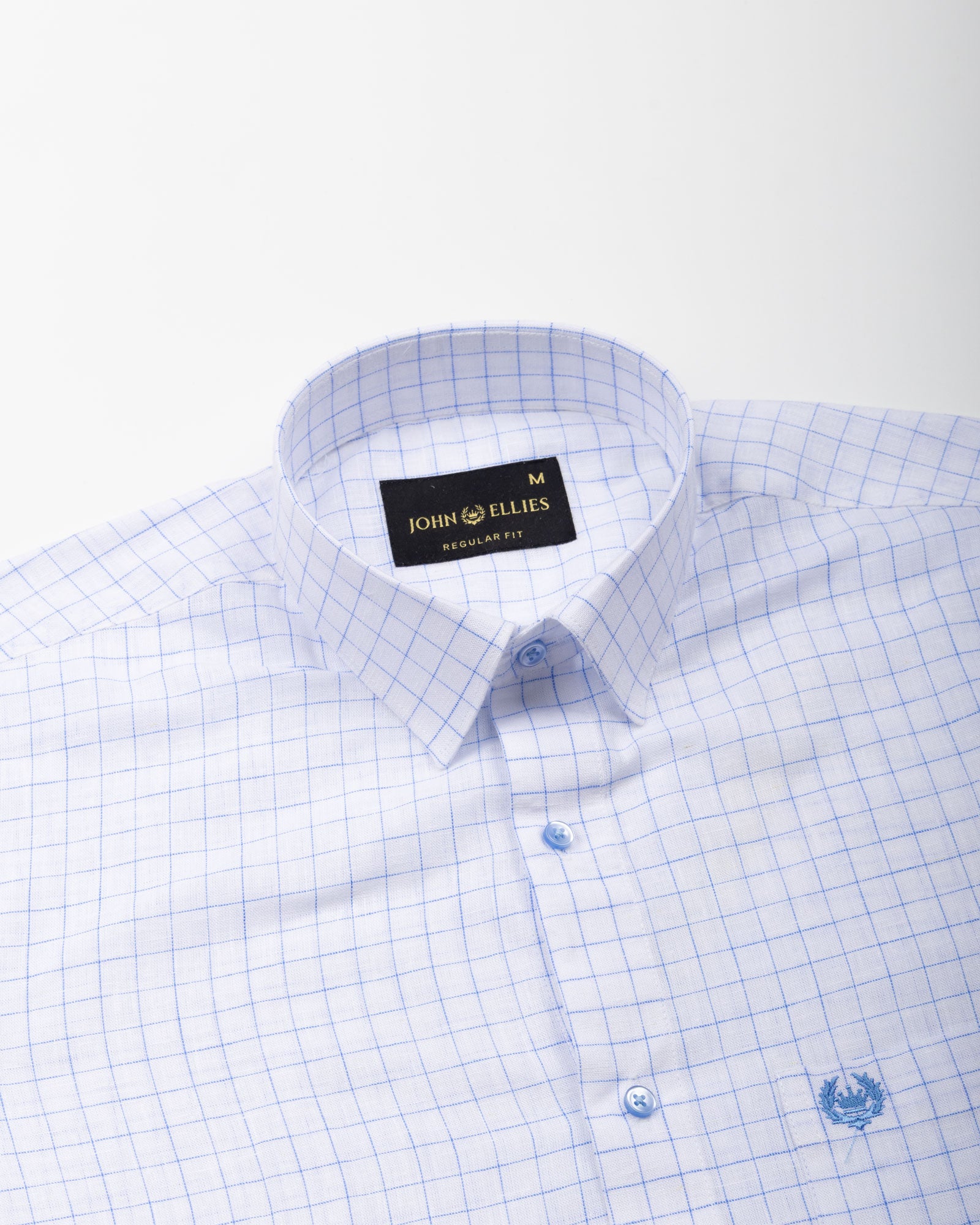 Lunar Blue Check Luxurious Linen Shirt - John Ellies