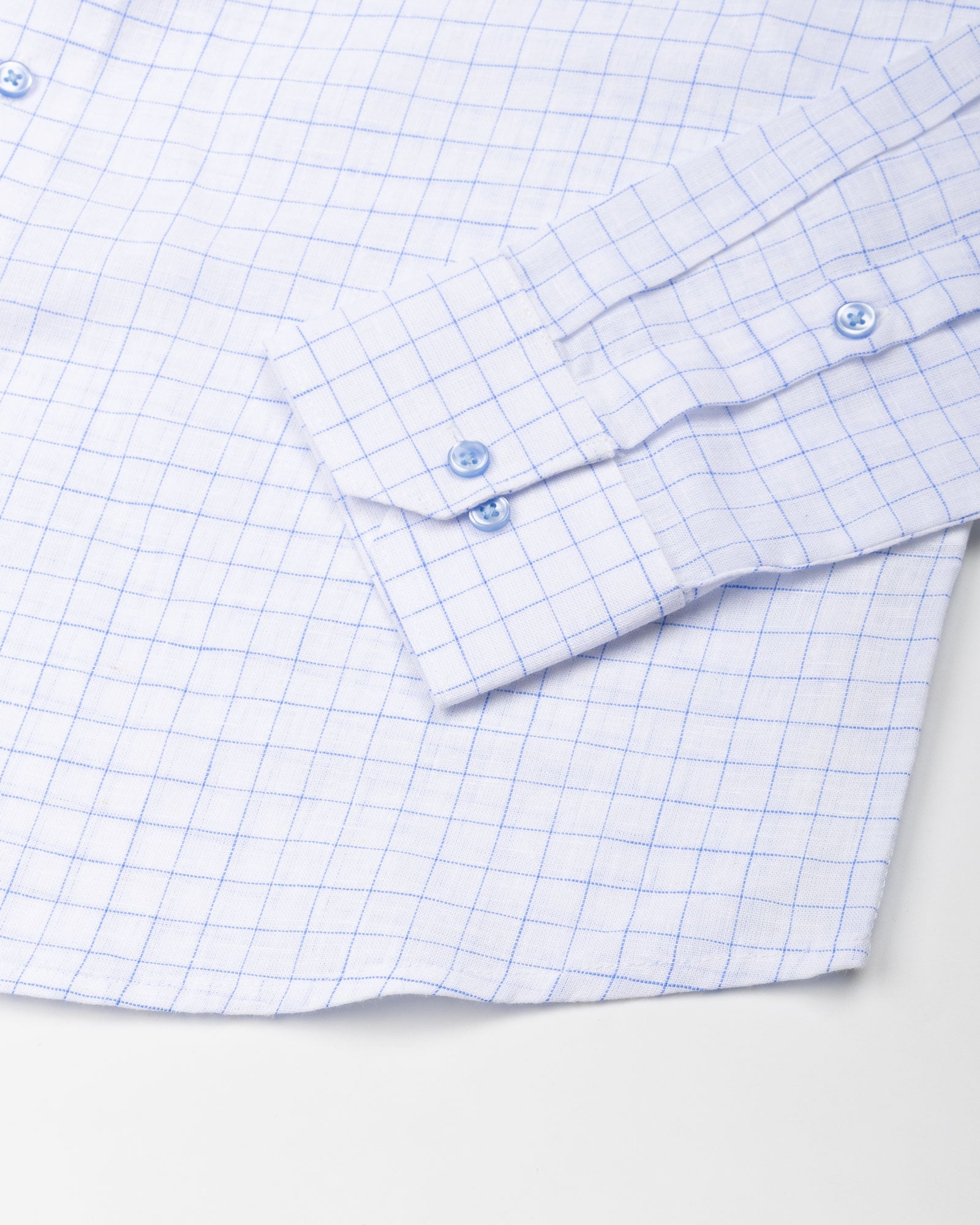 Lunar Blue Check Luxurious Linen Shirt - John Ellies