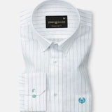 Lunar Green Stripe Luxurious Linen Shirt - John Ellies