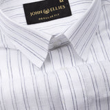 Lunar Black Multi Line Stripe Linen Shirt - John Ellies