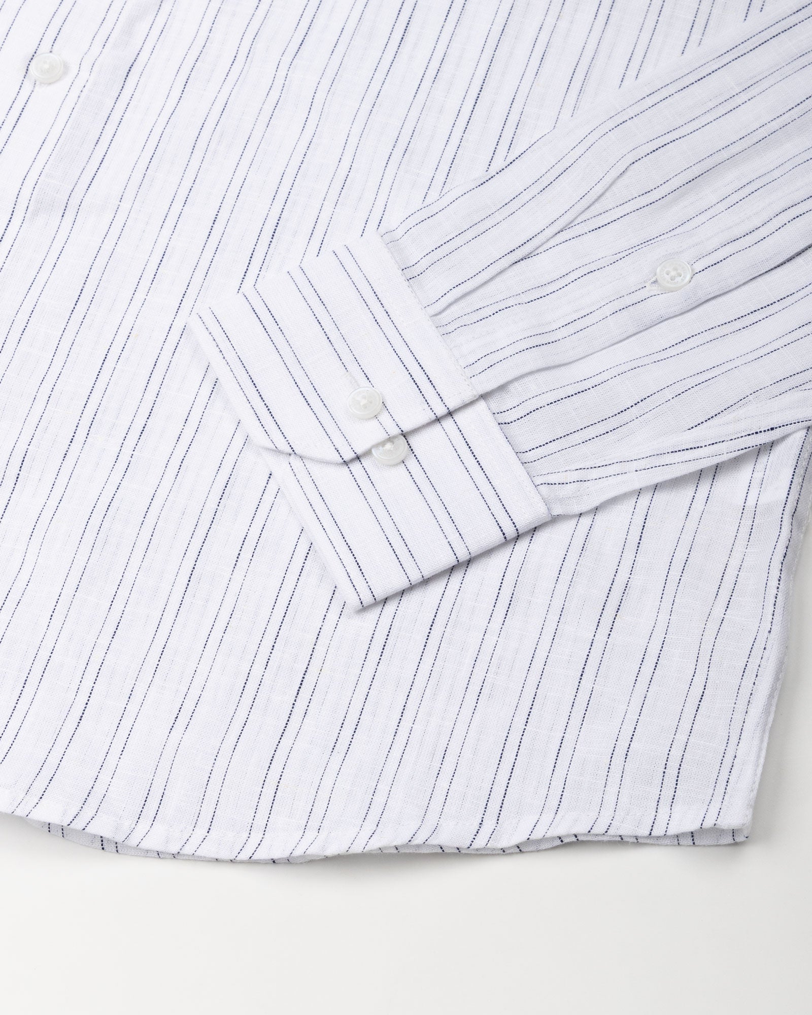 Lunar Black Multi Line Stripe Linen Shirt - John Ellies