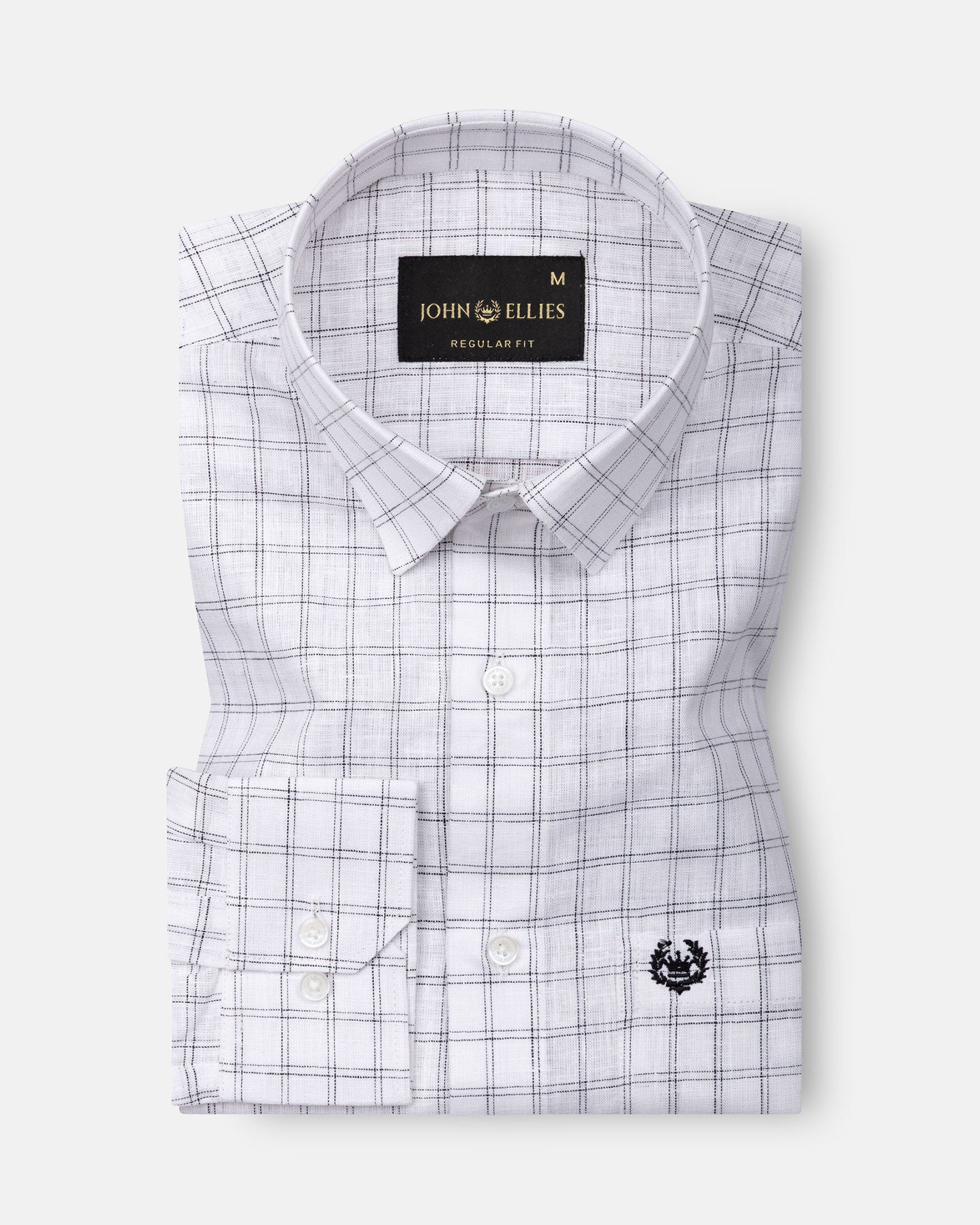 Lunar Black Multi Line Checks Linen Shirt - John Ellies