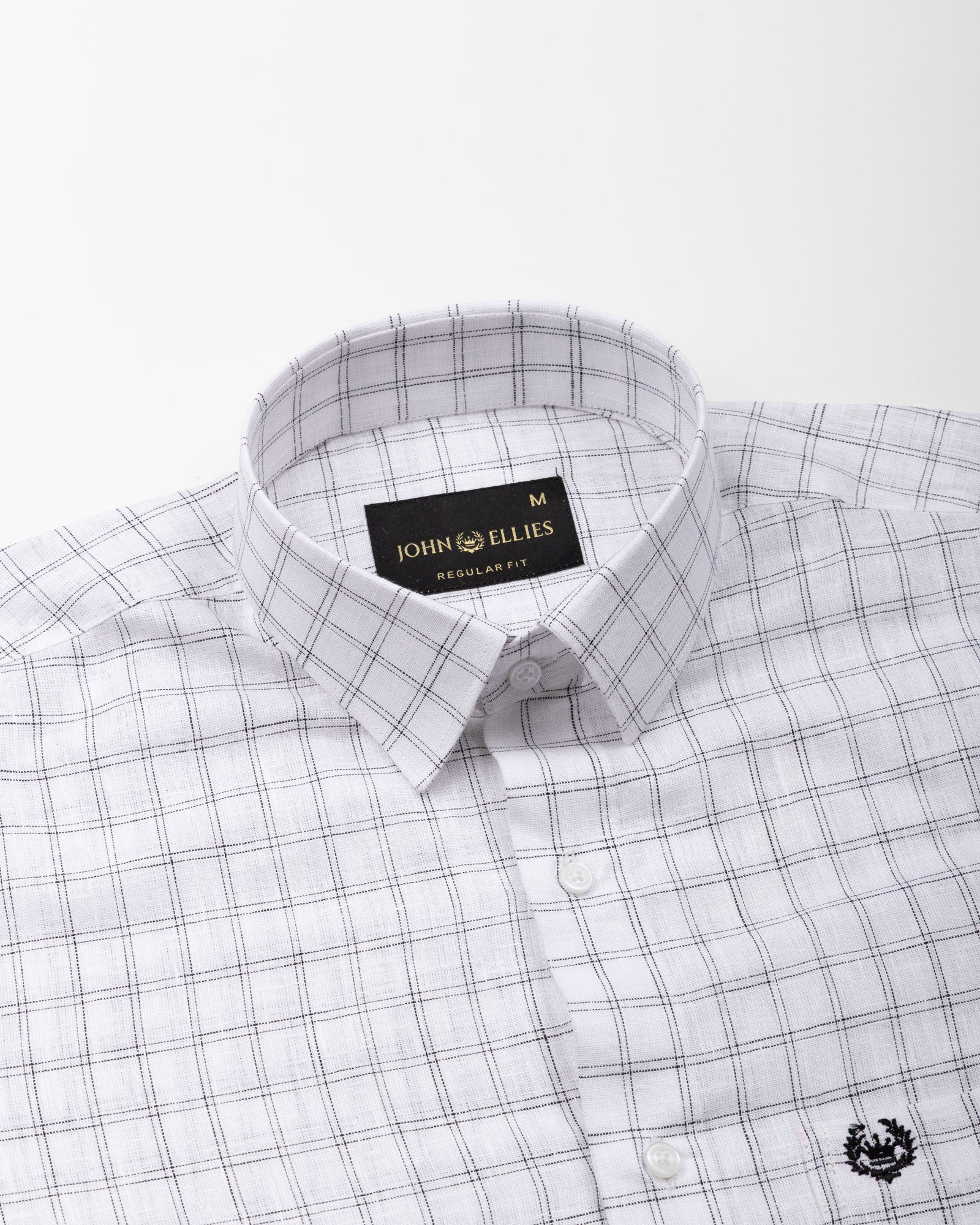 Lunar Black Multi Line Checks Linen Shirt - John Ellies