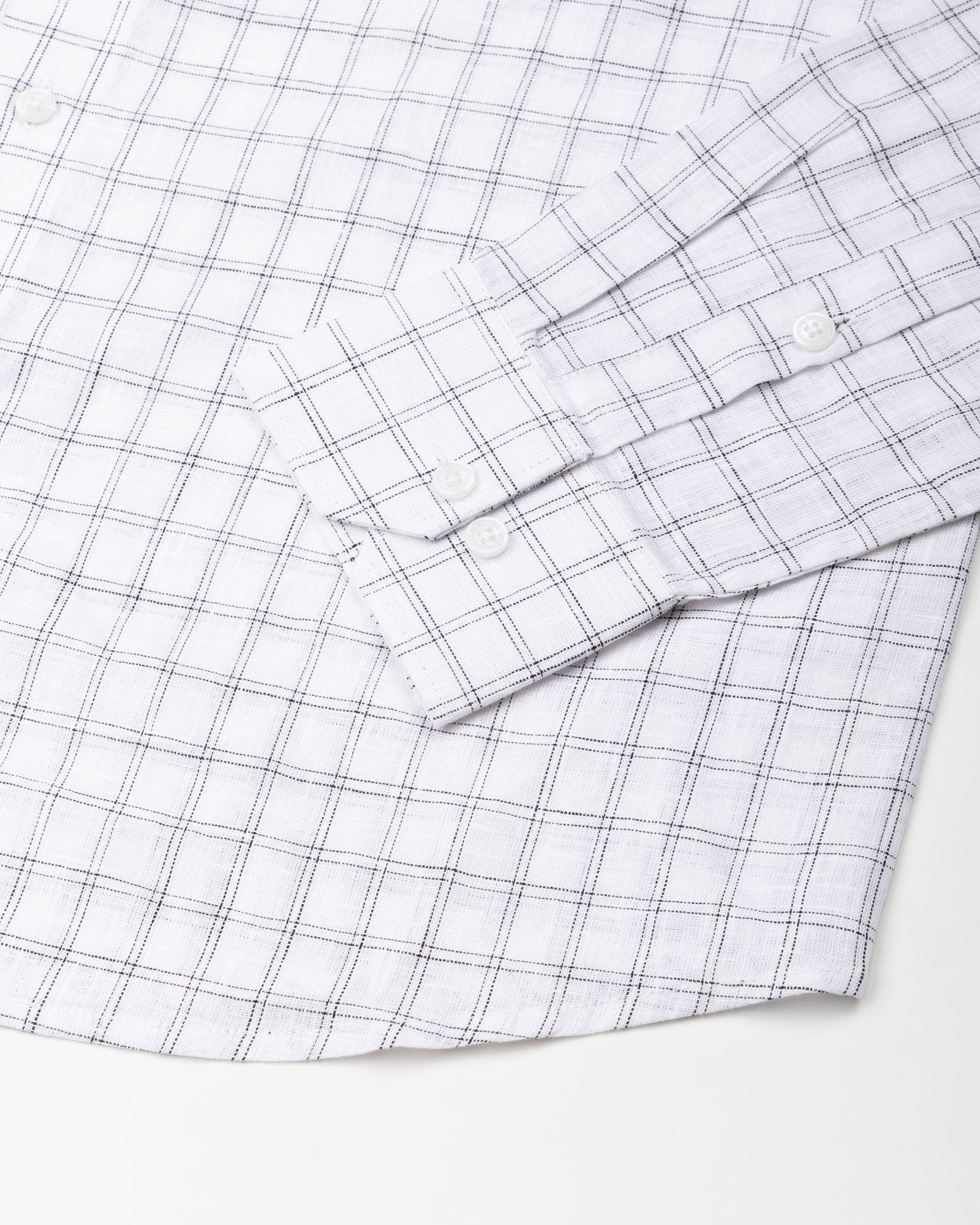 Lunar Black Multi Line Checks Linen Shirt - John Ellies