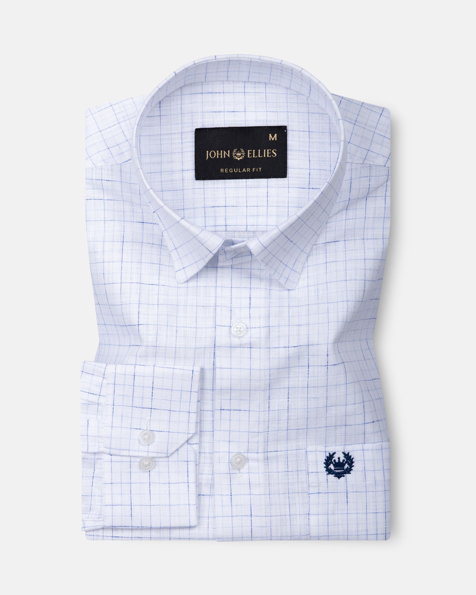 Lunar Navy Blue Check Linen Shirt - John Ellies