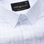 Lunar Navy Blue Check Linen Shirt - John Ellies