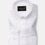 Stratos White Cotton Dobby Button Down Shirt - John Ellies