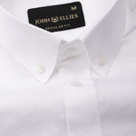 Stratos White Cotton Dobby Button Down Shirt - John Ellies