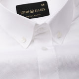 Stratos White Cotton Dobby Button Down Shirt - John Ellies