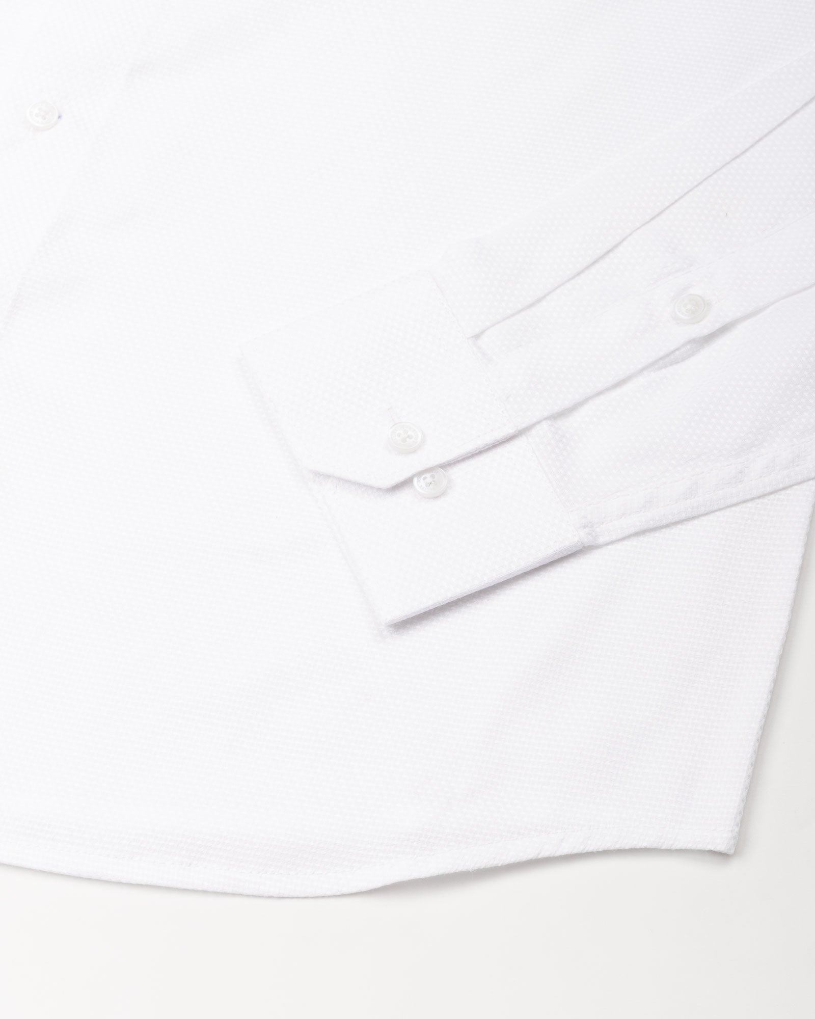Stratos White Cotton Dobby Button Down Shirt - John Ellies