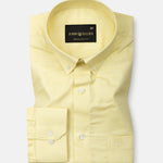 Stratos Yellow Cotton Dobby Button Down Shirt - John Ellies