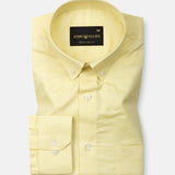 Stratos Yellow Cotton Dobby Button Down Shirt - John Ellies
