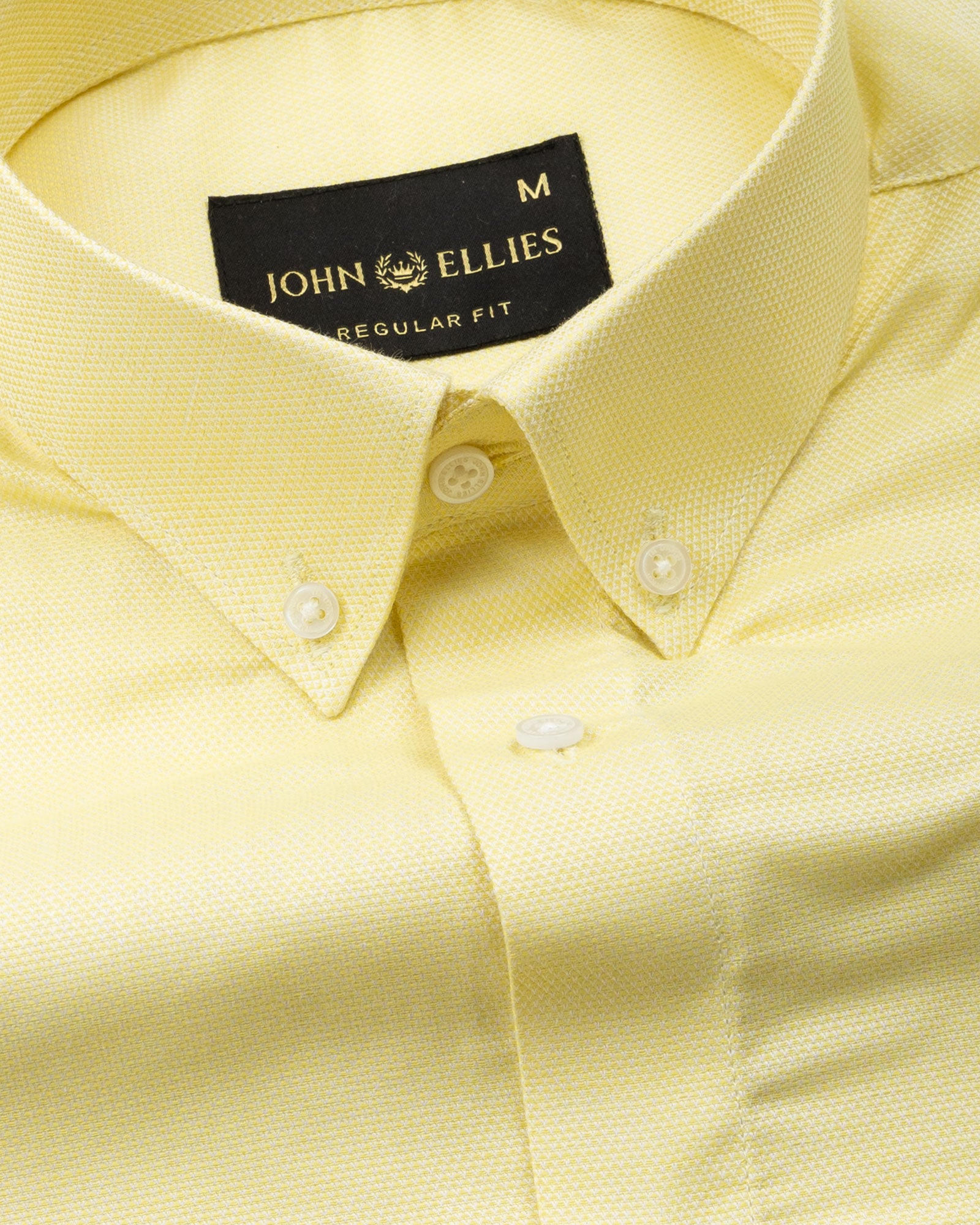 Stratos Yellow Cotton Dobby Button Down Shirt - John Ellies