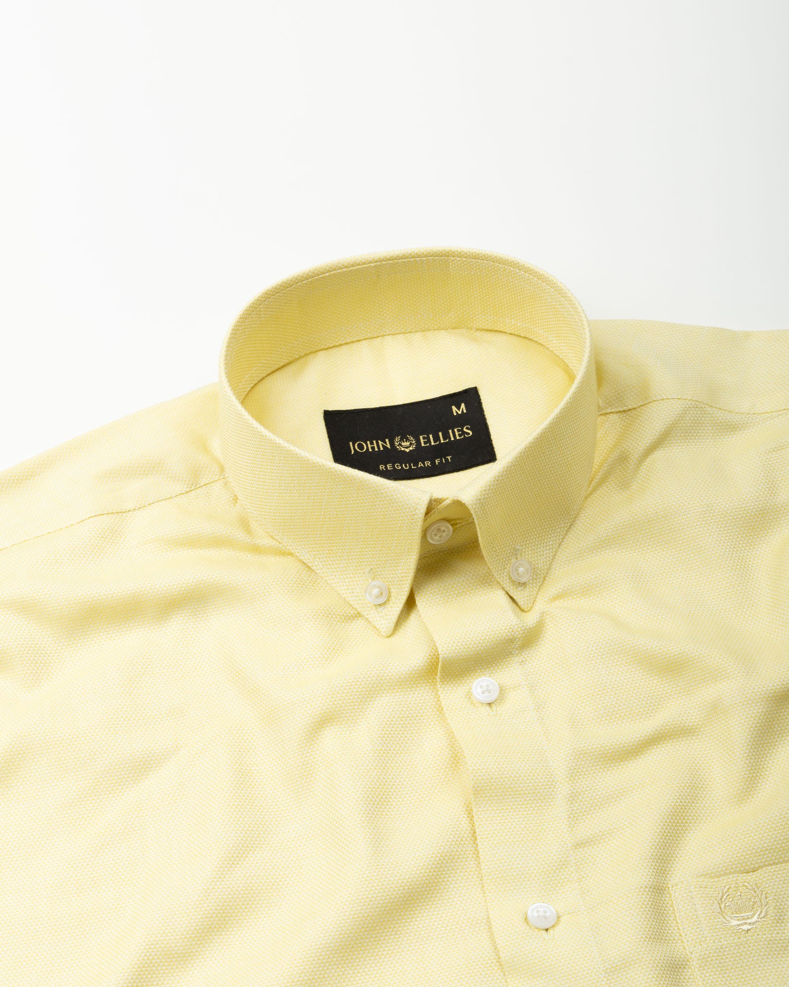 Stratos Yellow Cotton Dobby Button Down Shirt - John Ellies