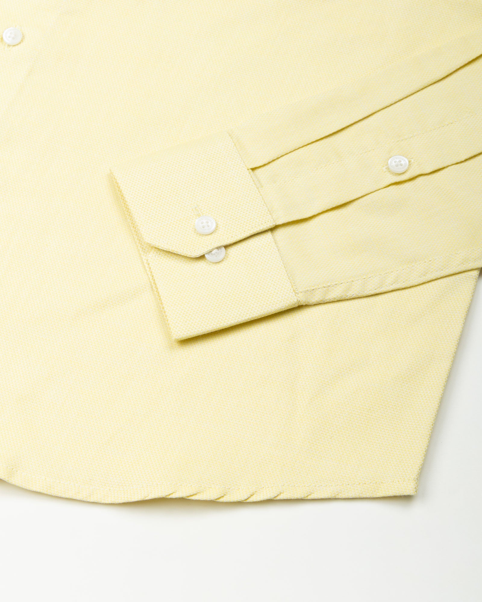 Stratos Yellow Cotton Dobby Button Down Shirt - John Ellies