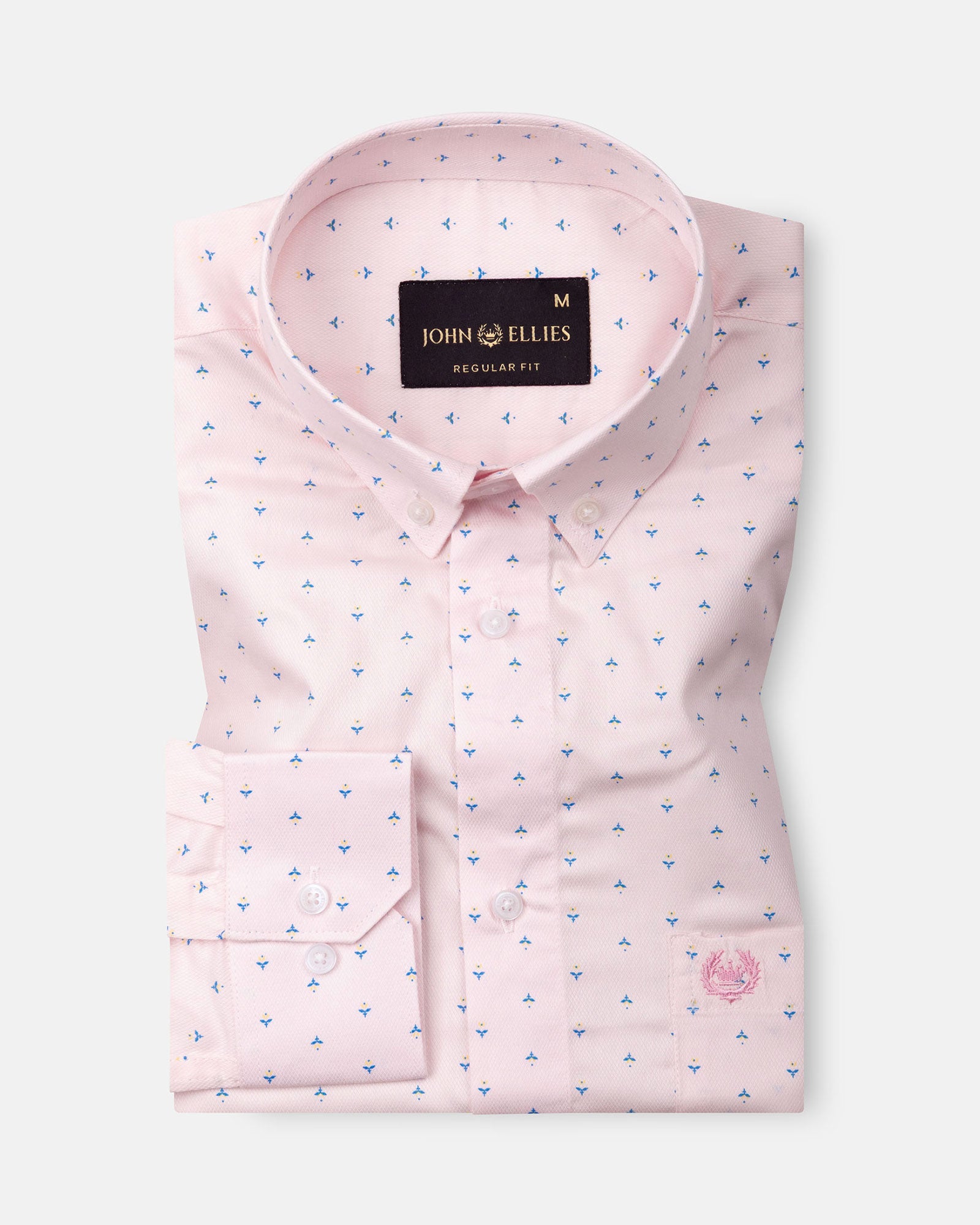 Stratos Pink Cotton Printed Button Down Shirt - John Ellies