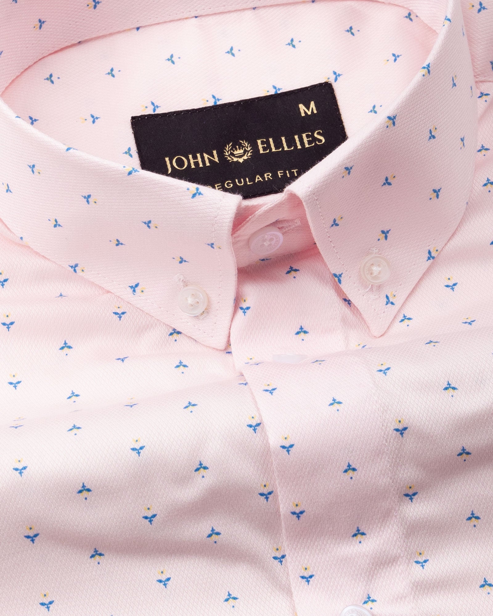 Stratos Pink Cotton Printed Button Down Shirt - John Ellies