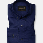 Stratos Navy Blue Cotton Printed Button Down Shirt - John Ellies