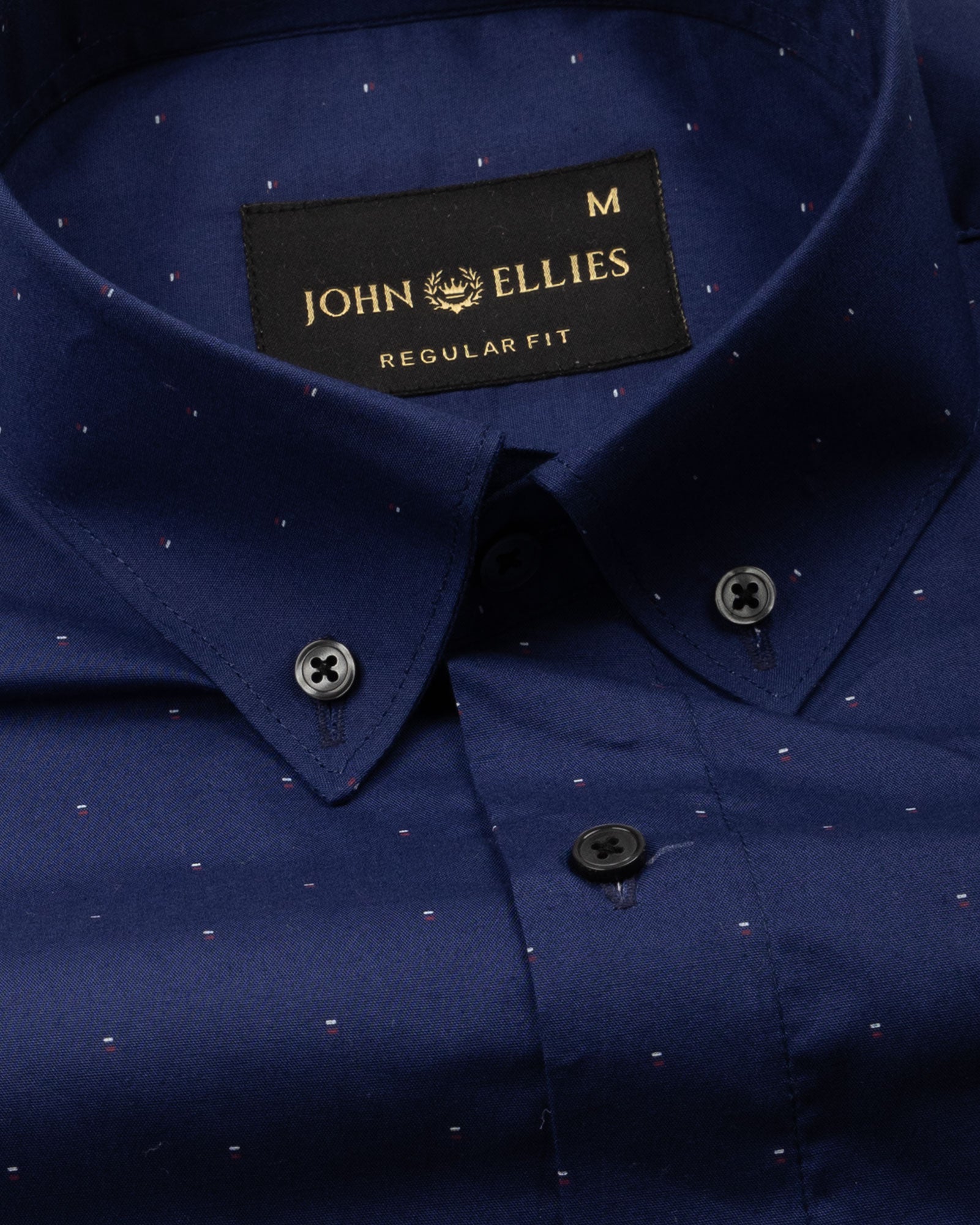 Stratos Navy Blue Cotton Printed Button Down Shirt - John Ellies