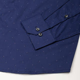 Stratos Navy Blue Cotton Printed Button Down Shirt - John Ellies