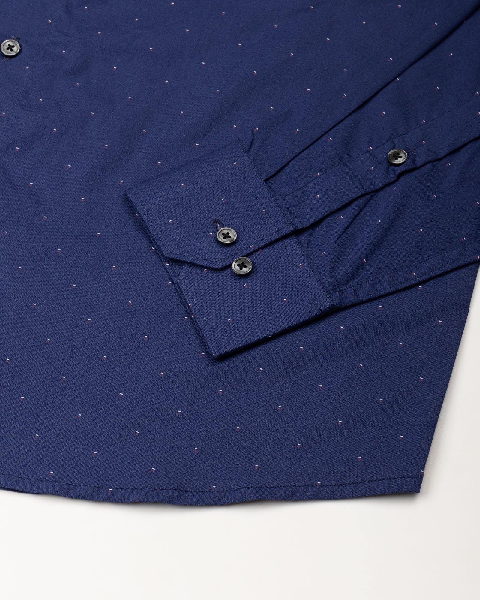 Stratos Navy Blue Cotton Printed Button Down Shirt - John Ellies