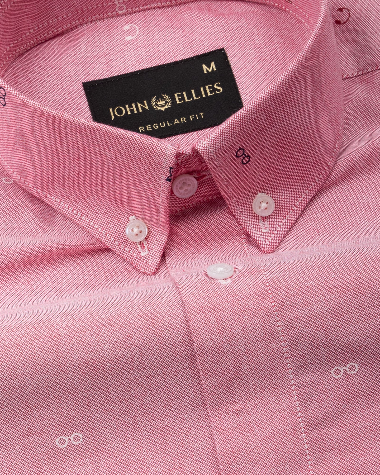 Stratos Pink Oxford Cotton Printed Button Down Shirt - John Ellies