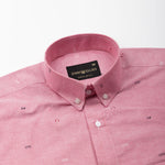 Stratos Pink Oxford Cotton Printed Button Down Shirt - John Ellies